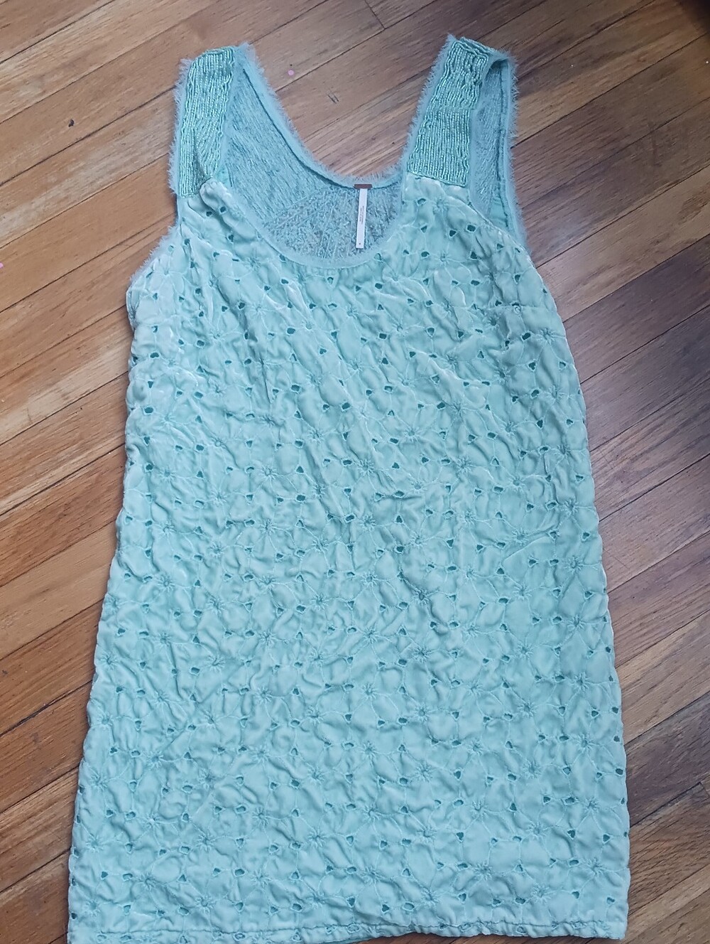 Seafoam Green Velvet/beaded Free People Dress